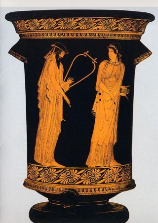 Vaso do século V a.C. representando Safo e Alceu. 